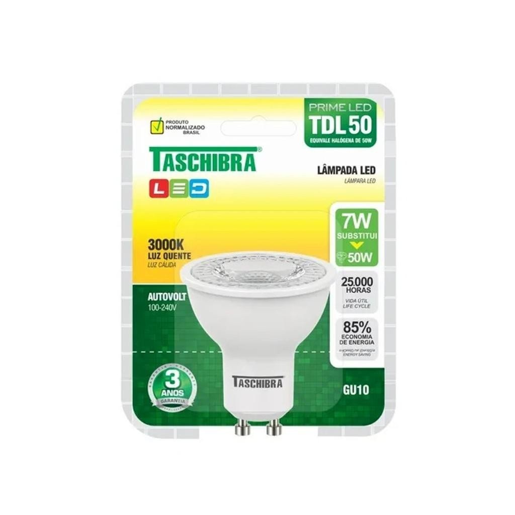 3 Lâmpadas De Led Dicróica Mr16 Tdl 50 7w Gu10 Branco-quente 3000k - 1