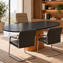 Ver imagem 2 de Mesa Escritório Oblongo Mármore São Gabriel Escovado 180x100cm