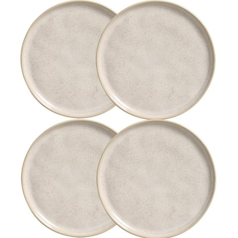 Jogo 4 Pratos para Sobremesa Bio Latte Porto Brasil Cerâmica 21cm Mesa Posta Brownie Mousse
