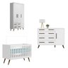 Quarto de Bebê Completo com Berço Guarda Roupa 3 Portas e Cômoda Infantil Sapateira Retrô Qmovi - 2
