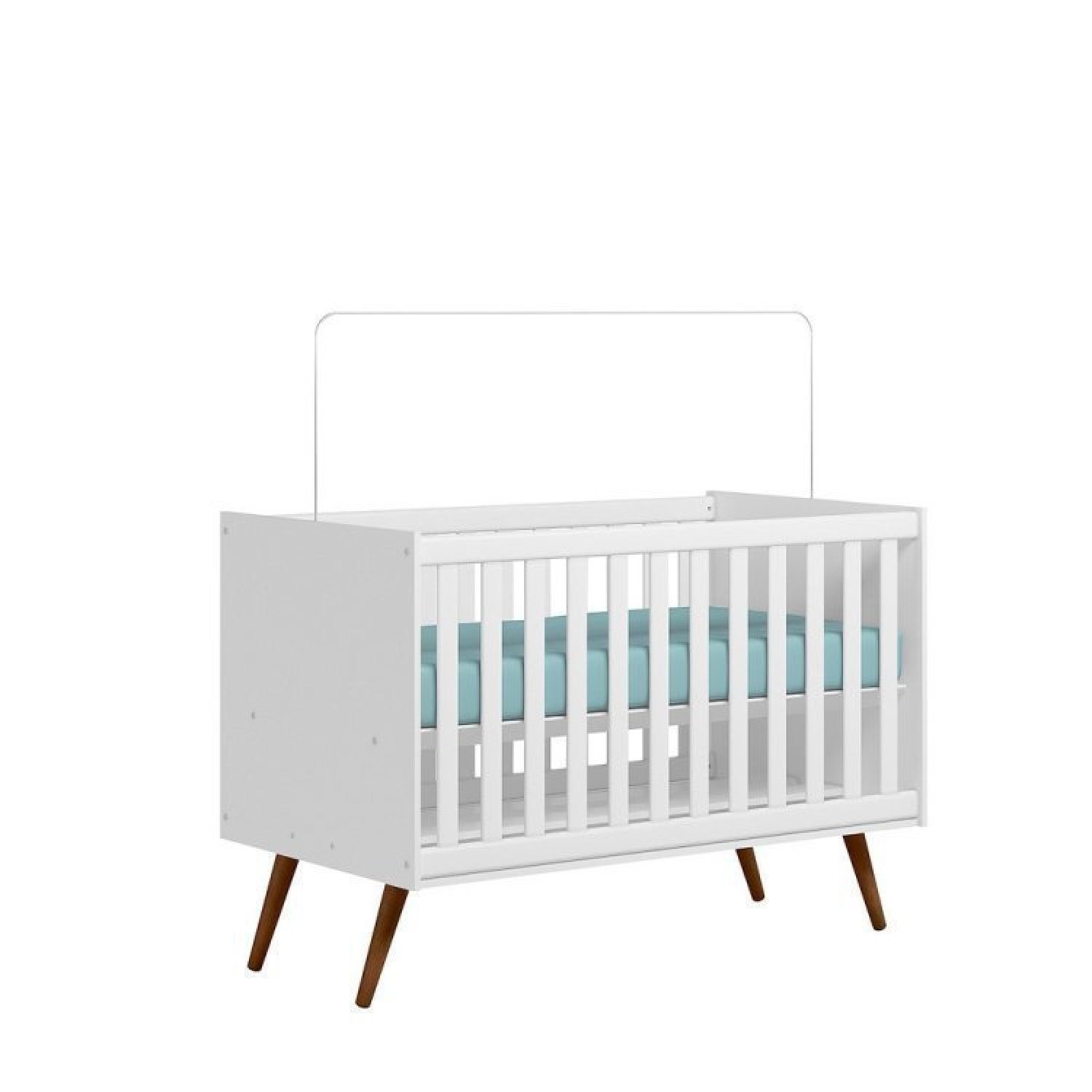 Quarto de Bebê Completo com Berço Guarda Roupa 3 Portas e Cômoda Infantil Sapateira Retrô Qmovi - 5