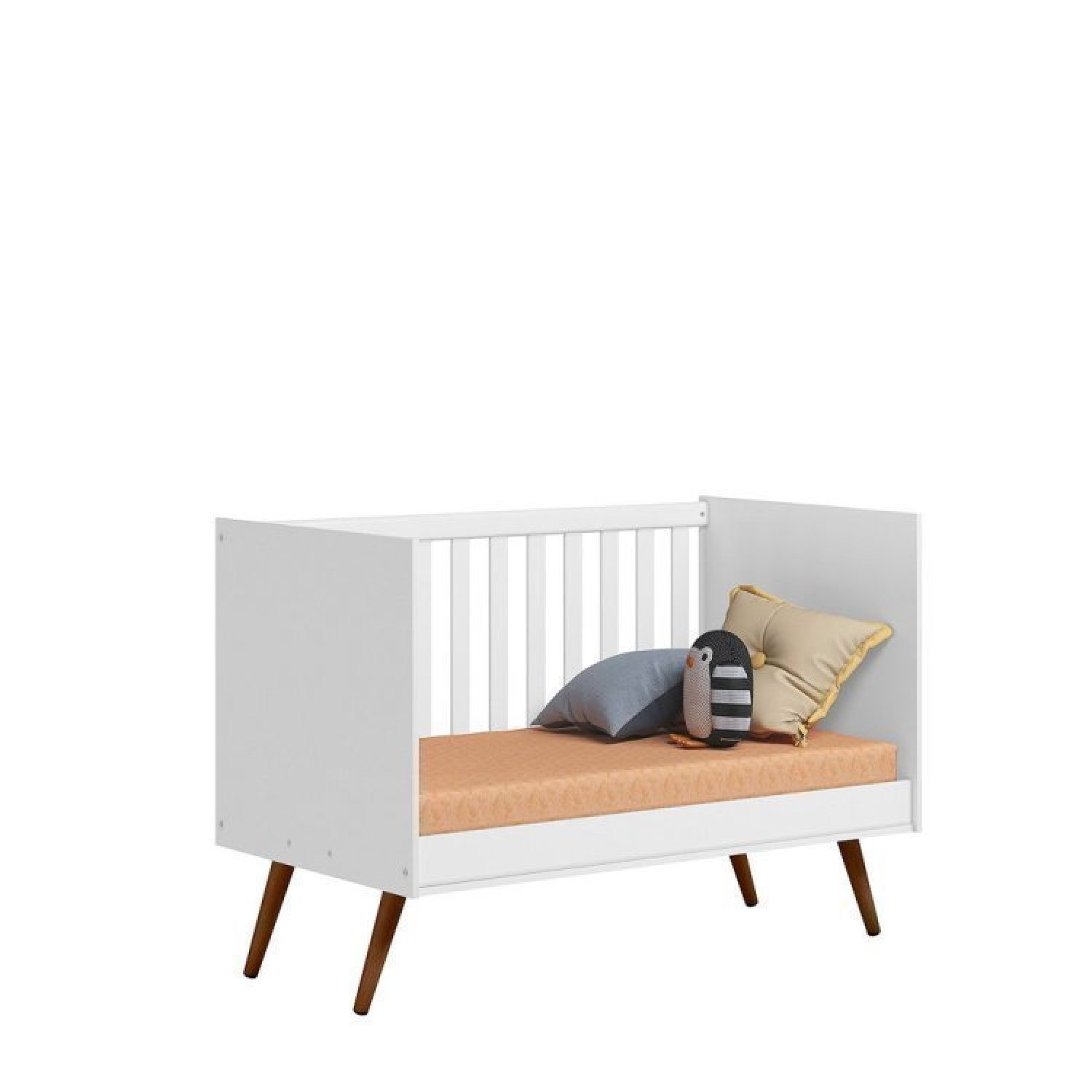 Quarto de Bebê Completo com Berço Guarda Roupa 3 Portas e Cômoda Infantil Sapateira Retrô Qmovi - 6