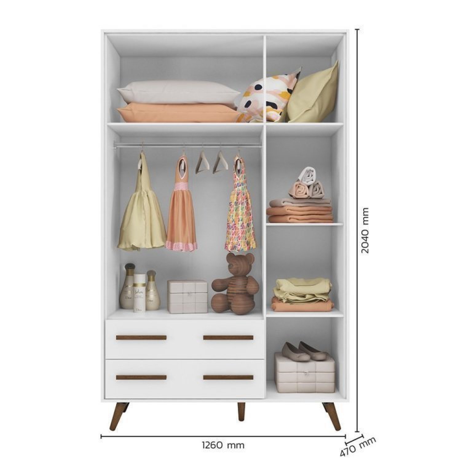 Quarto de Bebê Completo com Berço Guarda Roupa 3 Portas e Cômoda Infantil Sapateira Retrô Qmovi - 12
