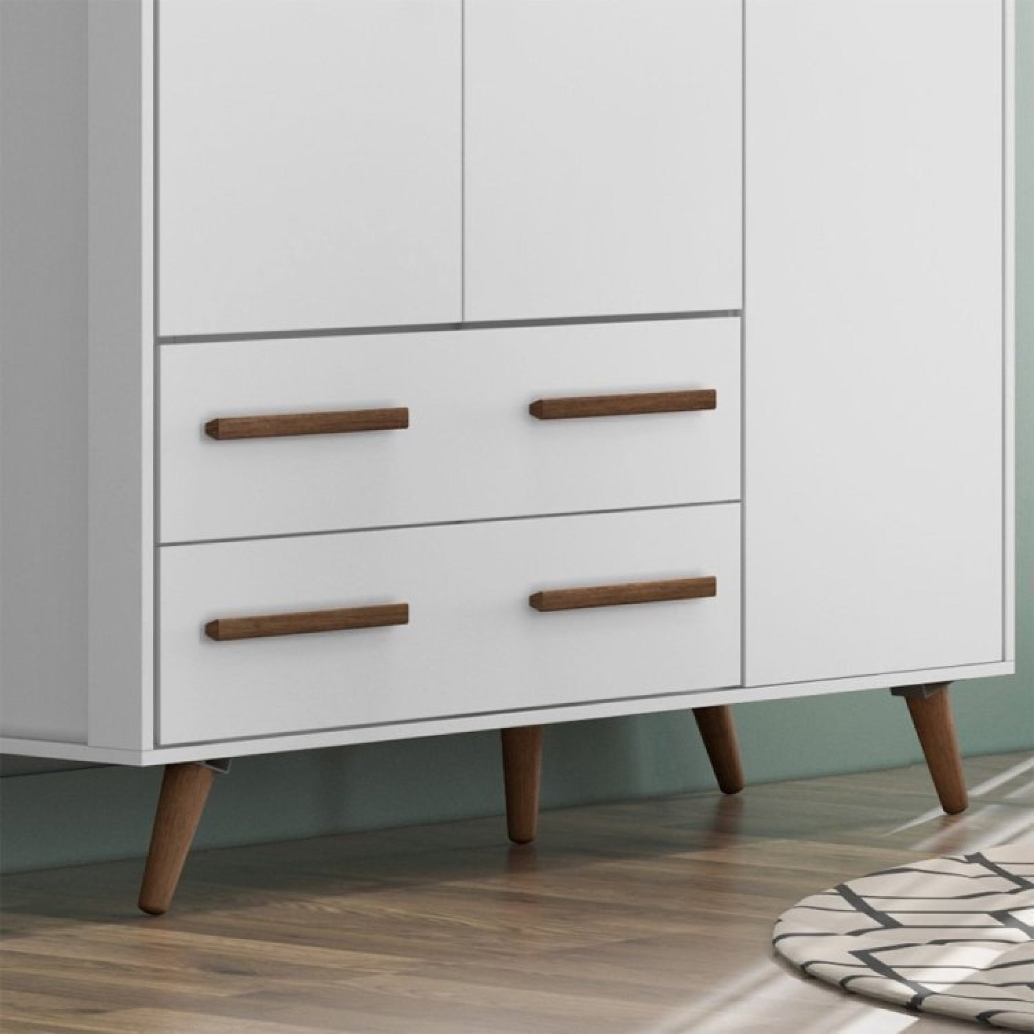 Quarto de Bebê Completo com Berço Guarda Roupa 3 Portas e Cômoda Infantil Sapateira Retrô Qmovi - 13