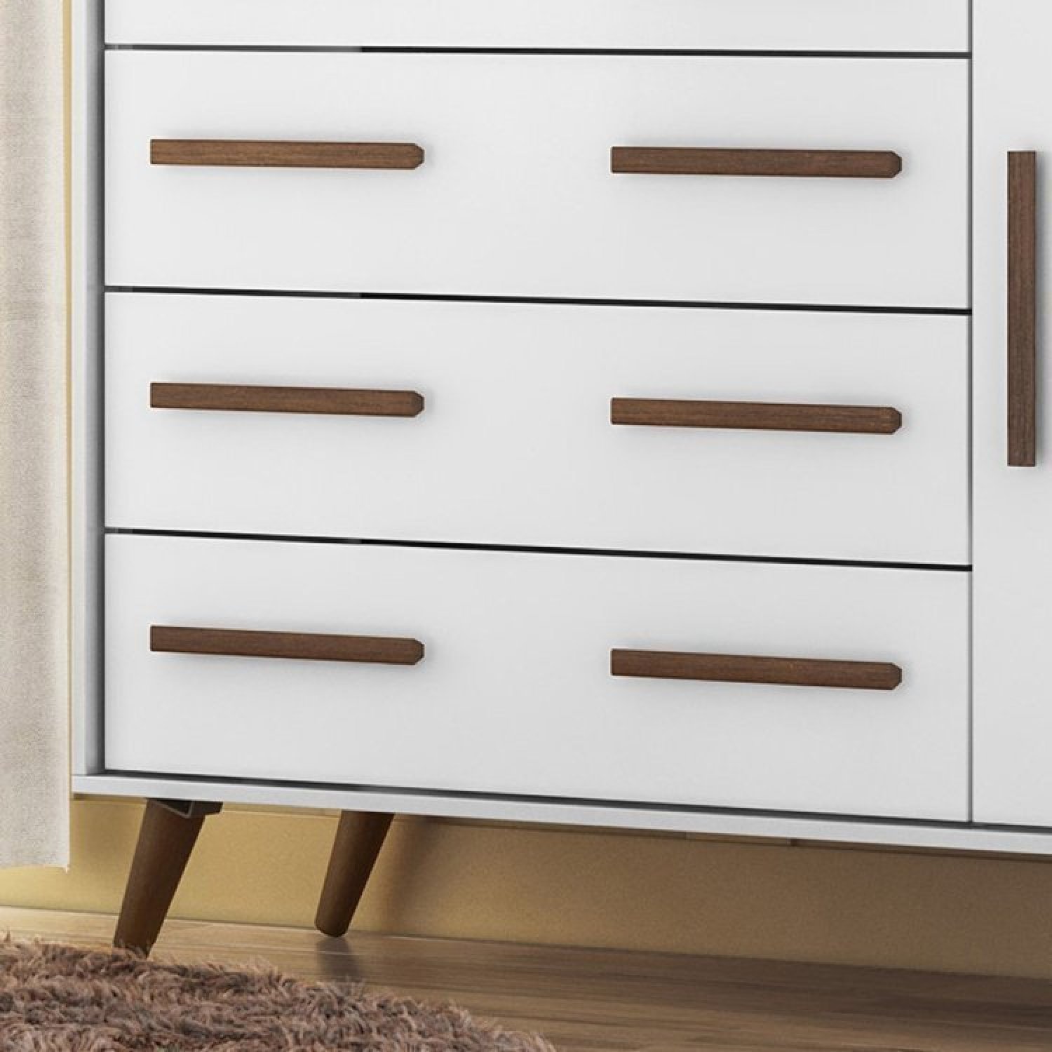 Quarto de Bebê Completo com Berço Guarda Roupa 3 Portas e Cômoda Infantil Sapateira Retrô Qmovi - 17