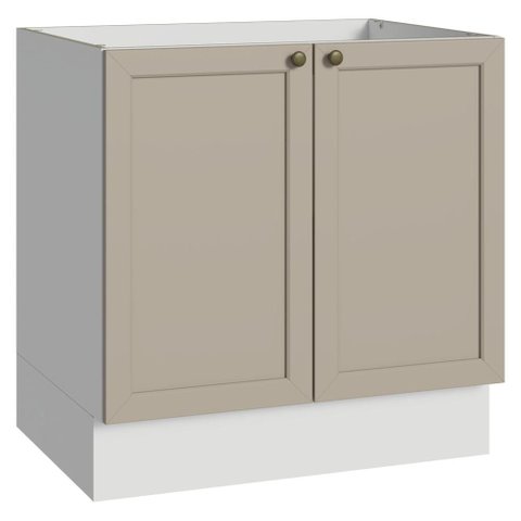Balcão de Cozinha 80 cm 2 Portas (sem Tampo) Branco/Crema Vik Madesa