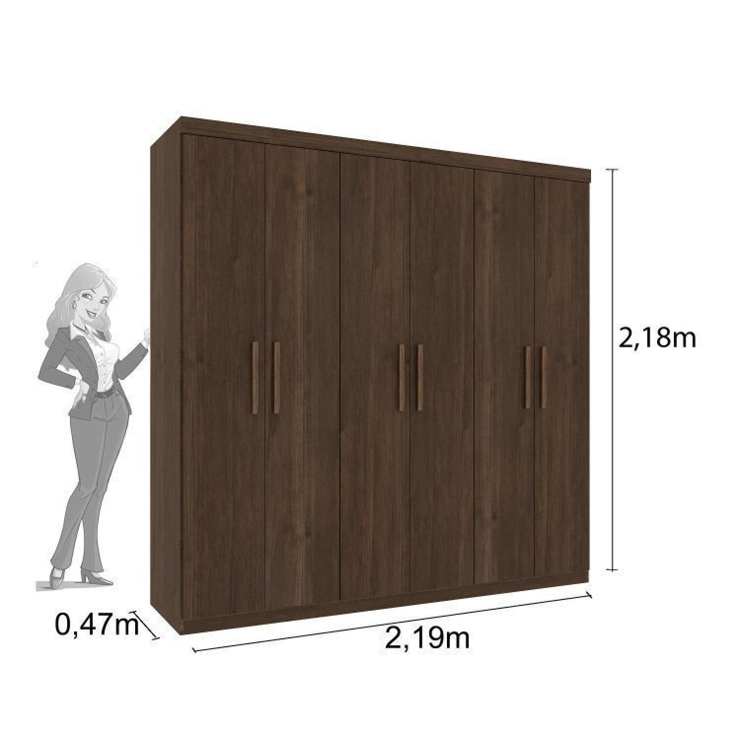 Quarto Casal com Roupeiro 6 Portas Olimpo e Painel Cabeceira Tcil Móveis - 5