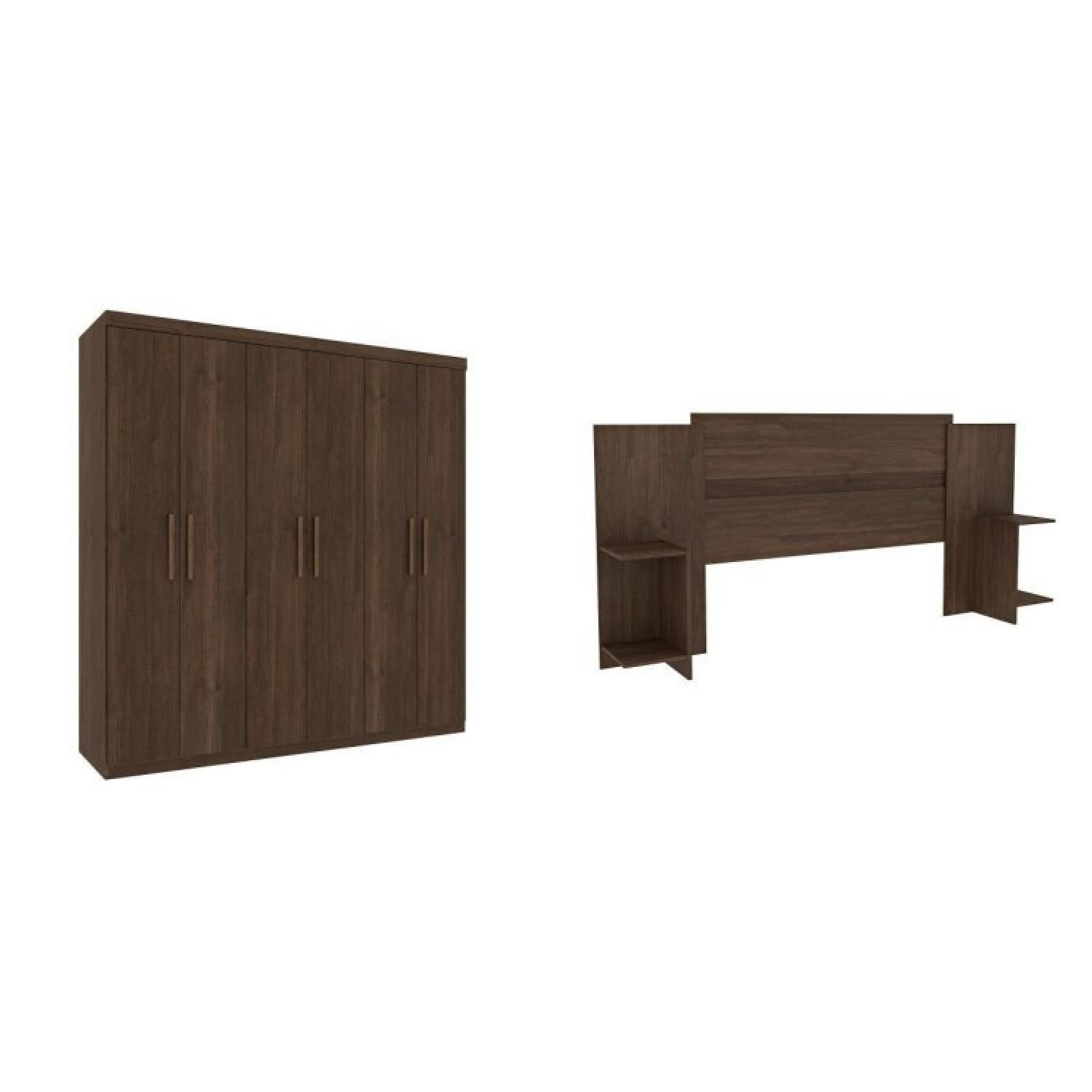 Quarto Casal com Roupeiro 6 Portas Olimpo e Painel Cabeceira Tcil Móveis - 2
