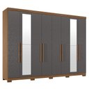 Ver imagem 1 de Guarda Roupa Casal 8 Portas 4 Gavetas Master New com Espelho e Pés Jatobá Grafite Acetinado - Santos