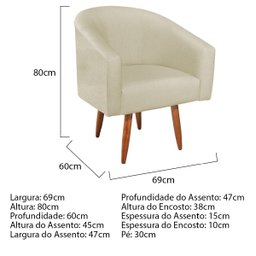 Kit 02 Poltronas Decorativas Sala de Estar Recepção Luiza Pés Palito Suede - Doce Sonho Móveis KIT 2 - 3
