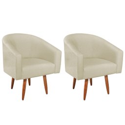 Kit 02 Poltronas Decorativas Sala de Estar Recepção Luiza Pés Palito Suede - Doce Sonho Móveis KIT 2 - 1