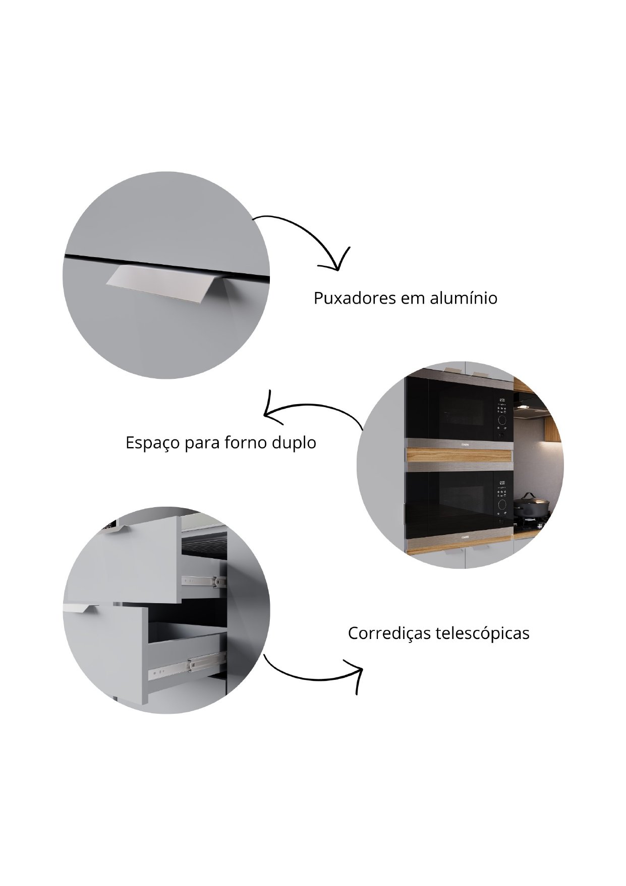 Cozinha Compacta 9 Peças 3 Balcões 1 Aéreo 1 Torre Quente 3 Paneleiros e 1 Toalheiro Hera  - 20