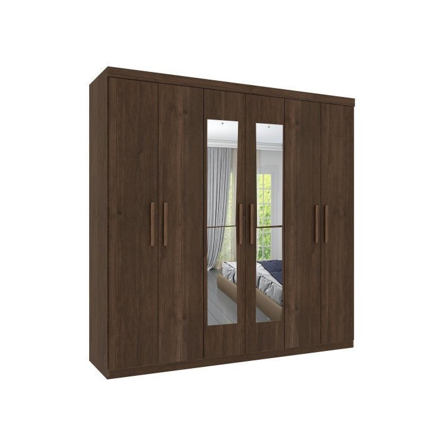 Quarto Casal com Roupeiro 6 Portas Olimpo e Painel Cabeceira Tcil Móveis - 6