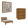 Quarto Casal com Roupeiro 6 Portas Olimpo, Cama e Mesa de Cabeceira  - 2
