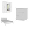 Quarto Casal com Roupeiro 6 Portas Olimpo, Cama e Mesa de Cabeceira  - 2
