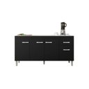 Ver imagem 1 de Balcão Gabinete para Pia Gabriela sem Tampo 150cm 4 Portas 1 Gaveta Preto