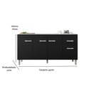 Ver imagem 4 de Balcão Gabinete para Pia Gabriela sem Tampo 150cm 4 Portas 1 Gaveta Preto