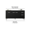 Ver imagem 2 de Balcão Gabinete para Pia Gabriela sem Tampo 150cm 4 Portas 1 Gaveta Preto