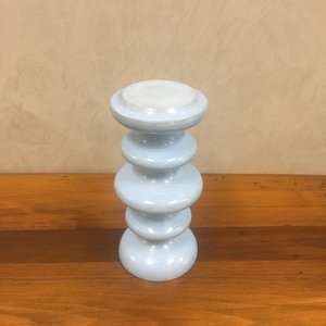 Castiçal Em Madeira Coleção Chez Pixu Para Casa Bonita - Unidade Azul Claro P