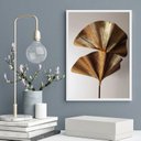 Ver imagem 1 de Quadro Decorativo Abstrato Folha Leque Bronze 33x24cm - com Vidro:madeira Branca