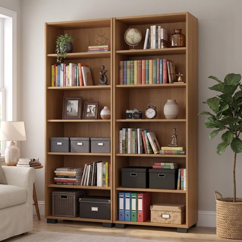 Kit 2 Estantes Organizadoras para Livros 5 Prateleiras Marrom Freijó Office 121 x 188cm