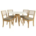 Ver imagem 2 de Conjunto Sala de Jantar Duna Premium Madeira Maciça C/ Tampo Madeirado C/ Vidro 120x120cm e 4
