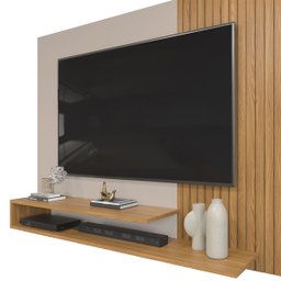 Painel de Tv Rack Suspenso Até 50 Polegadas Palermo Carvalho Nobre - Griz - ÉdeCasaMóveis                                                       - 6