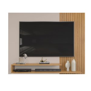 Painel de Tv Rack Suspenso Até 50 Polegadas Palermo Carvalho Nobre - Griz - ÉdeCasaMóveis                                                      