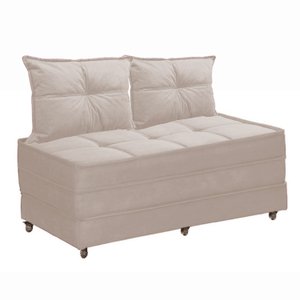 Puff Cama Dobrável Casal 130cm Com 02 Almofadas - Suede Nude