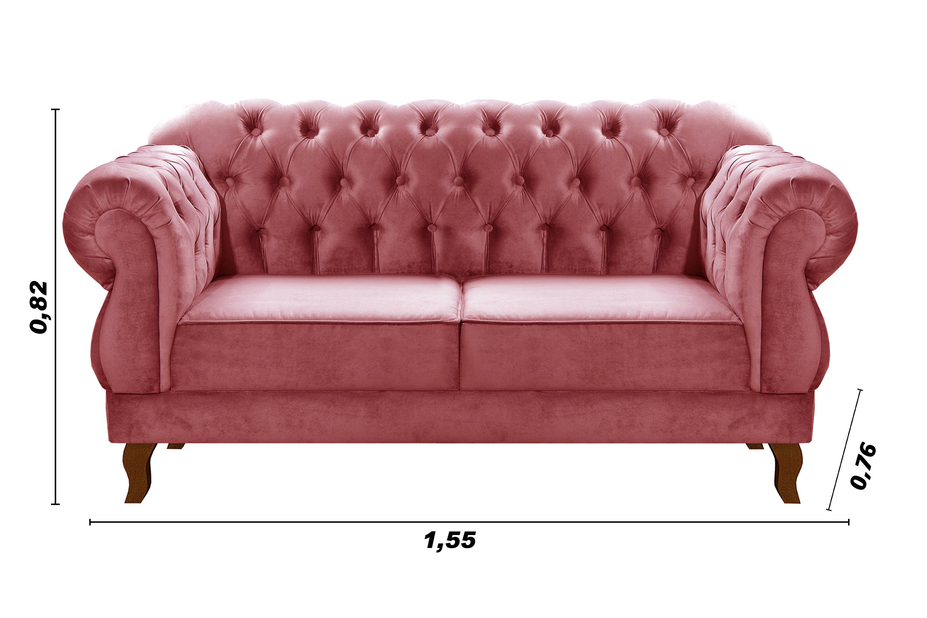 Sofá Chesterfield Capitonê Elisabeth Duquesa 2 Lugares - Suede Rosa - 3