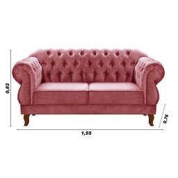 Sofá Chesterfield Capitonê Elisabeth Duquesa 2 Lugares - Suede Rosa - 3