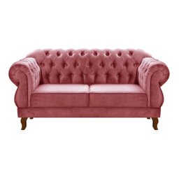 Sofá Chesterfield Capitonê Elisabeth Duquesa 2 Lugares - Suede Rosa - 1