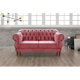 Sofá Chesterfield Capitonê Elisabeth Duquesa 2 Lugares - Suede Rosa - 2