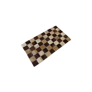 Passadeira Capacho 70x40cm em Couro Marrom Xadrez Quadriculado