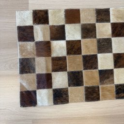 Passadeira Capacho 70x40cm em Couro Marrom Xadrez Quadriculado - 3
