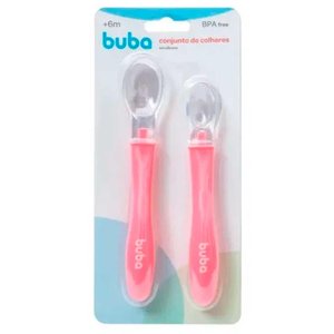 KIT COLHERES INFANTIL EM SILICONE BUBA REF: 11824 UN - UN - Rosa