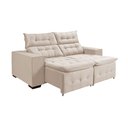 Ver imagem 2 de Kit Sofá Bari Retrátil Reclinável 1,90m Pillow + Poltrona Florença Espuma Premium - Marfim Veludo