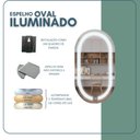 Ver imagem 4 de Espelho Oval 75x50cm Touch Led 2 Cores Reduna