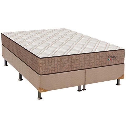 Cama Box Queen: Colchão Molas Ensacadas Orthoflex MasterPocket Torino Hibrido + Base CRC Suede