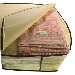 Kit 2 Caixa Organizadora Roupas Multiuso Toalha Lençóis Roupa De Cama Em TNT Dobrável 45x45x20cm - 8