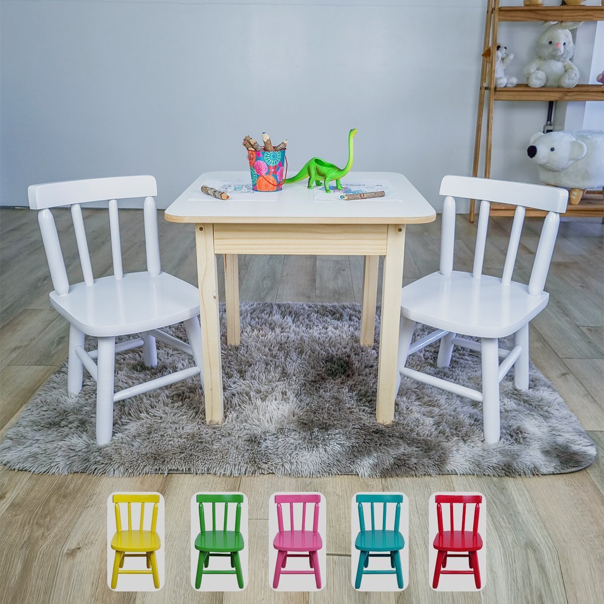 Conjunto de Mesa com Cadeira Infantil para Criança Colorida Didática para Atividades Resistente - 1