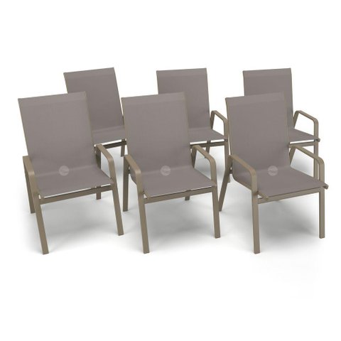 Kit 6 Cadeiras Riviera Piscina Alumínio Fendi Tela Fendi