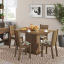 Ver imagem 1 de Conjunto Sala de Jantar Lexy Madesa Mesa Tampo de Madeira com 4 Cadeiras - Rustic/hibiscos