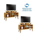 Ver imagem 3 de Rack Lyon para TV 42" 110cm com Nichos Naturalle e Off White Carmolar Móveis