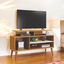 Ver imagem 1 de Rack Lyon para TV 42" 110cm com Nichos Naturalle e Off White Carmolar Móveis
