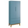 Guarda Roupa Infantil New Classic 2 Portas Azul com Pés Madeira – Reller - 1