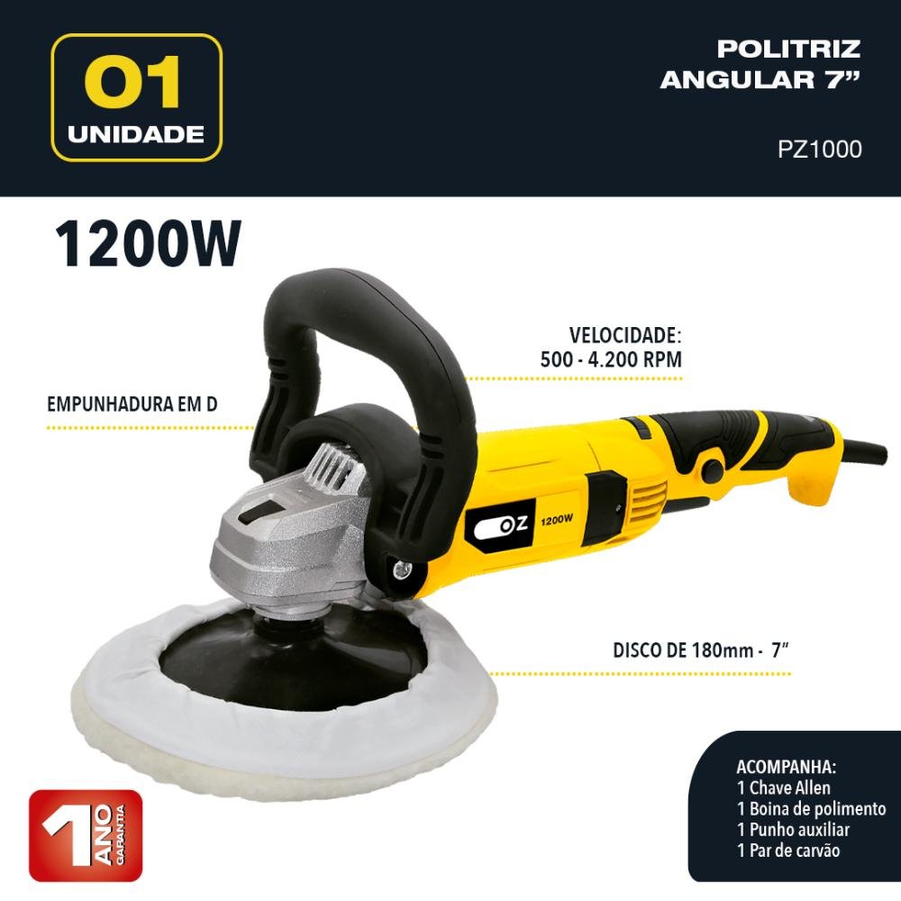 Politriz angular Oz Modelo PZ1000 Voltagem 220V - 2