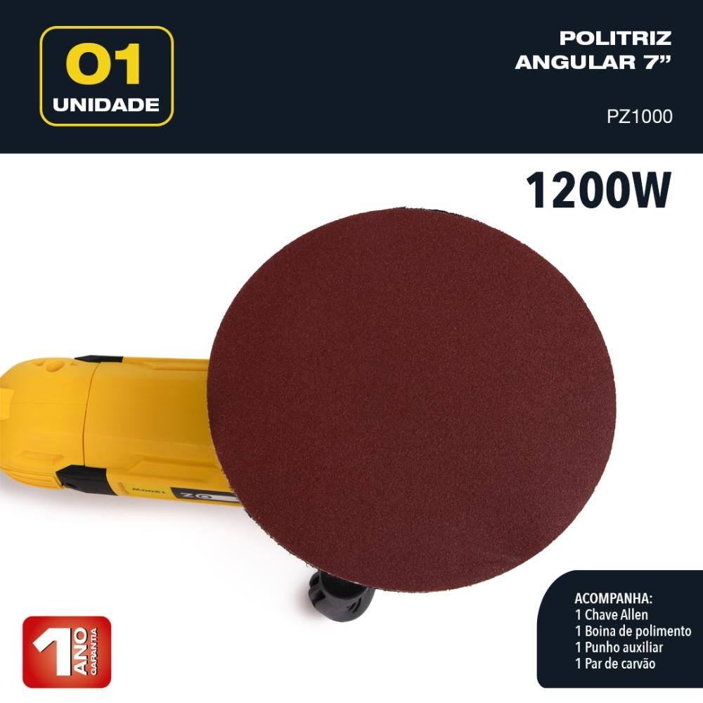 Politriz angular Oz Modelo PZ1000 Voltagem 220V - 10