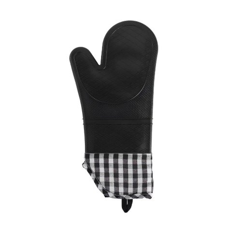 Luva de Silicone Térmica Resistente Ao Calor Xadrez - Preta