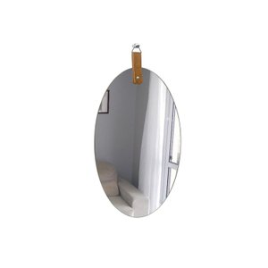 Espelho Decorativo Life Alça Corino Oval In House Decor